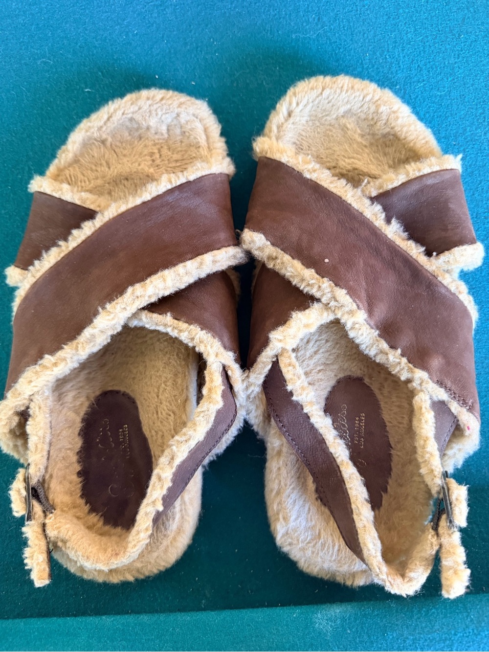Seychelles Women Cozy Brown Fleece-Lined Slide Sandals